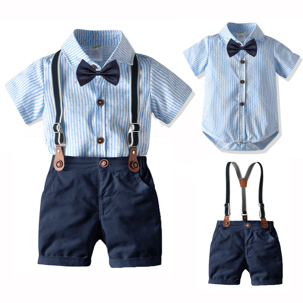 Baby Romper Week Formal Dress Fashionable Short-sleeved Jumpsuit Romper Suspender Pants