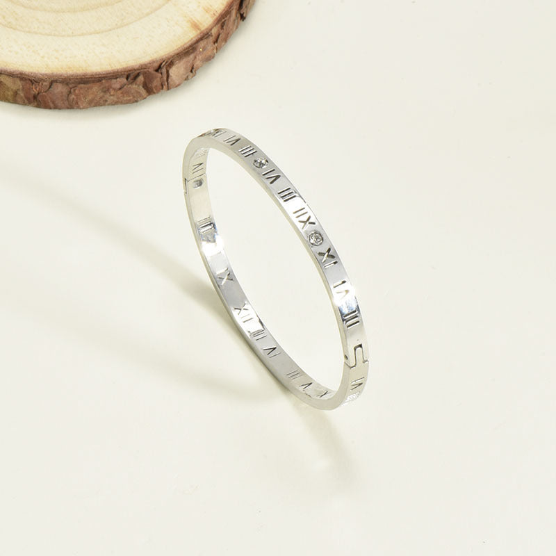 Titanium Steel Bracelet Korean Style Real Gold Plated 18K Gold Diamond Geometric Simple Stainless Steel