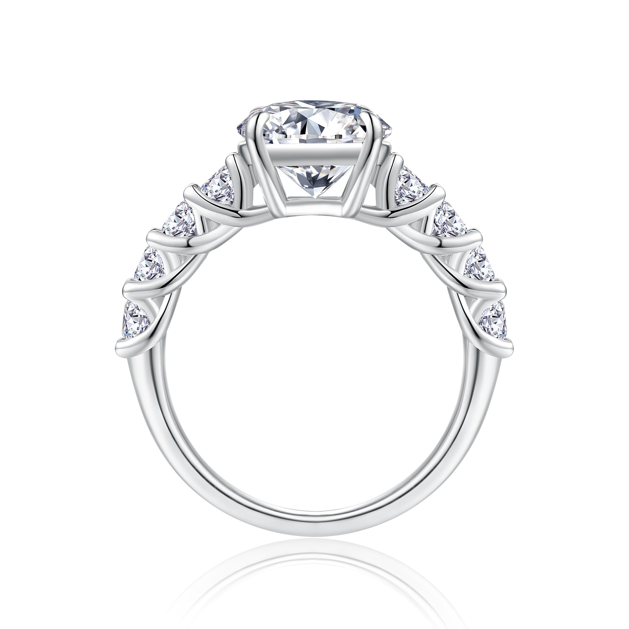 A 3-carat Luxury And Fashionable Light Luxury Jewelry Silver Ring Set With Top-quality Moissanite, S925 Silver Plated With Platinum