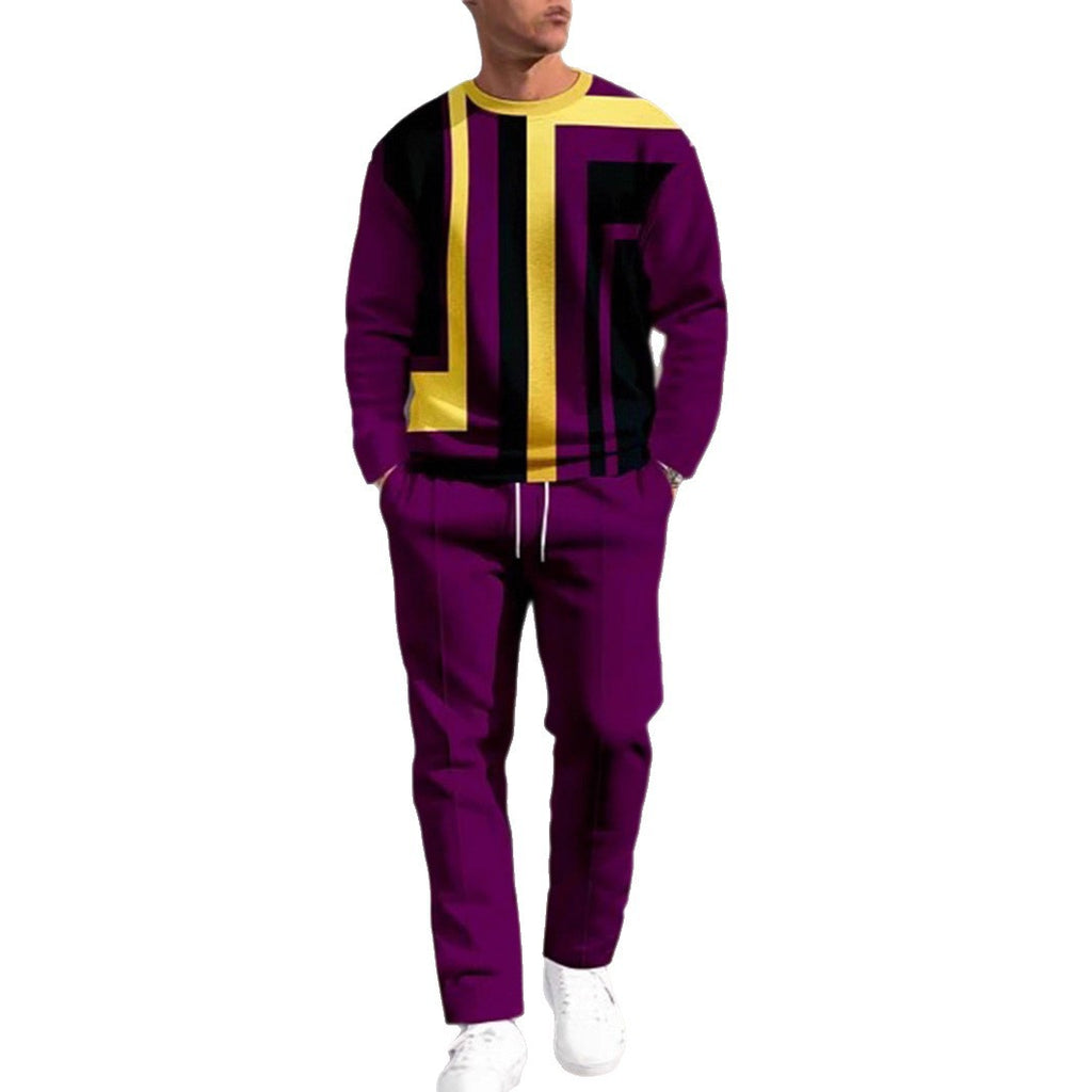 Men's 3D Digital Print Round Neck Loose Sweatshirt And Sweatpants Set