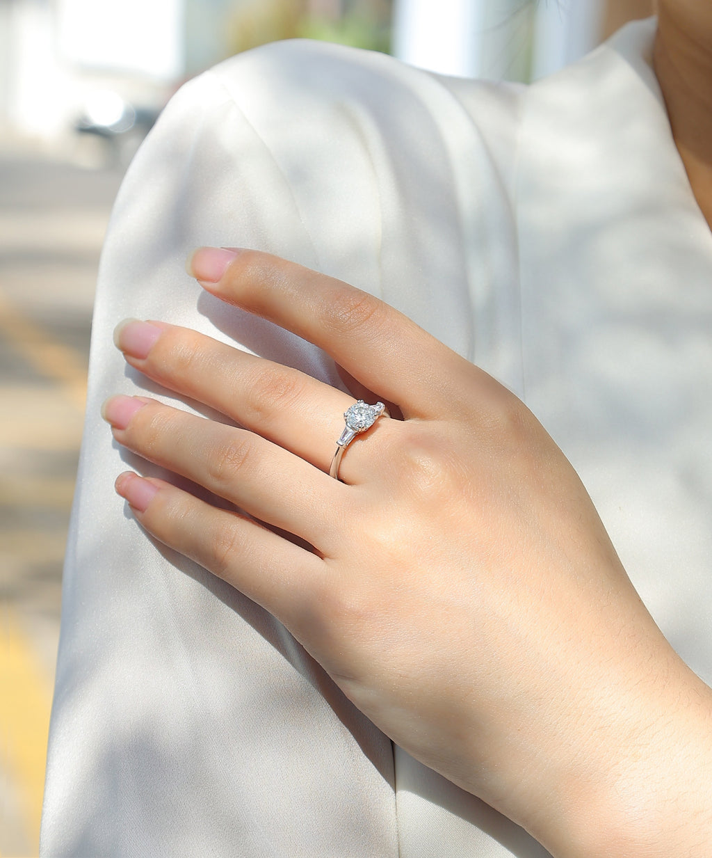 GODDNESS- Set With Top-quality Moissanite S925, Silver And Platinum-plated Diamond Wedding Ring. The Ring Can Be Tested With A Diamond Pen In Yellow Gold And Rose Gold
