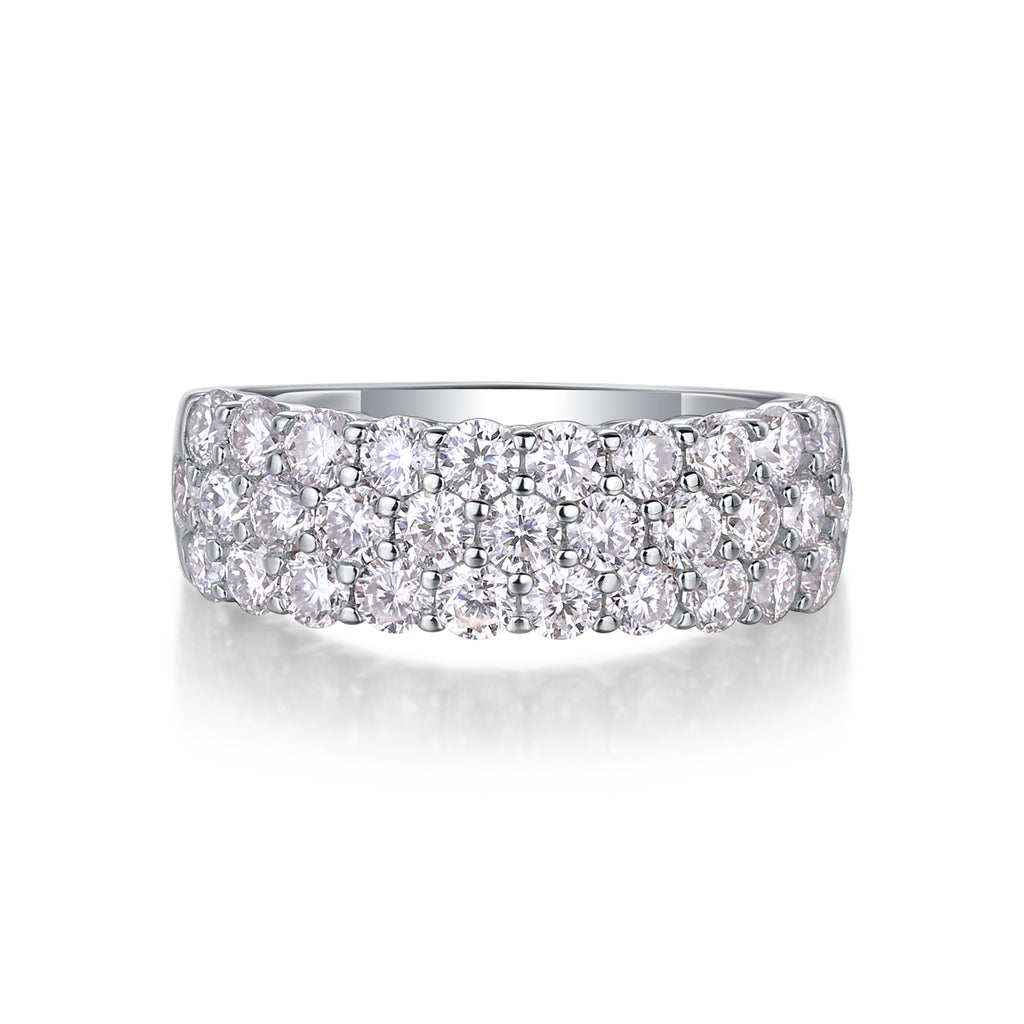 Multi-row Diamond Ring Luxury Fashion Set Moissanite Silver Ring