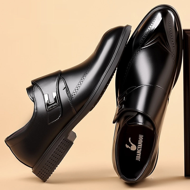 Leather Shoes Made From Full-Grain Cowhide With A Pipe-Shaped Toe