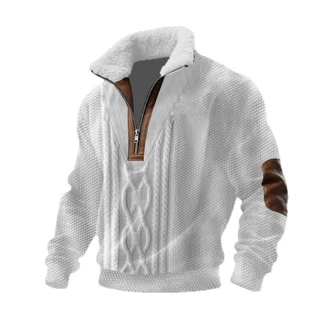 Printed Pattern And Faux Fur Collar