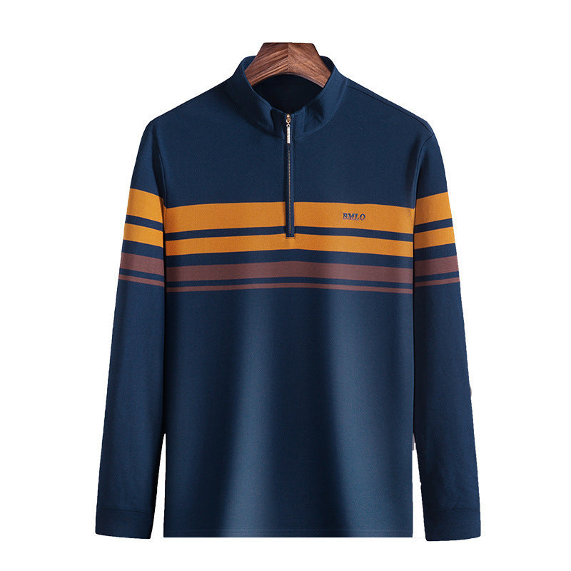 T-shirts Cotton Stand Collar Long Sleeves