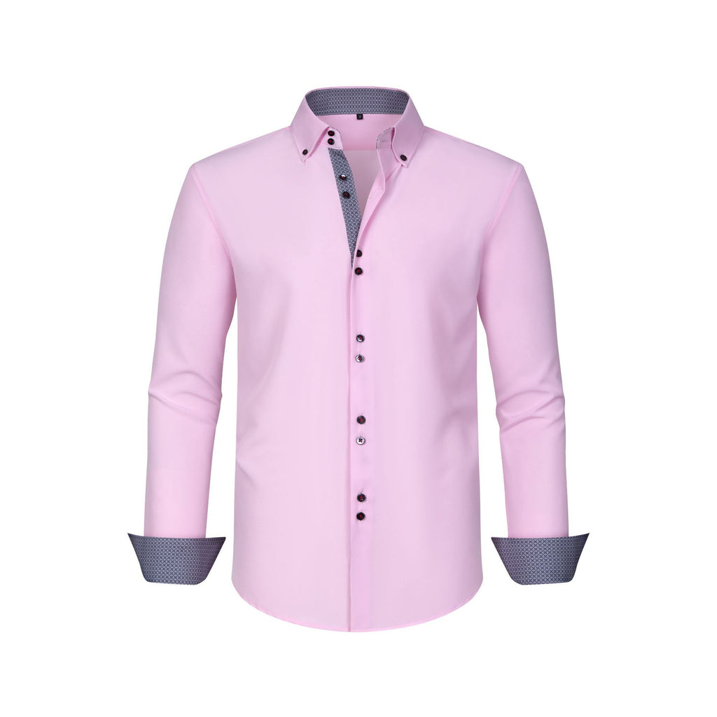 Polka Dot Color Matching Design Double Breasted Shirt