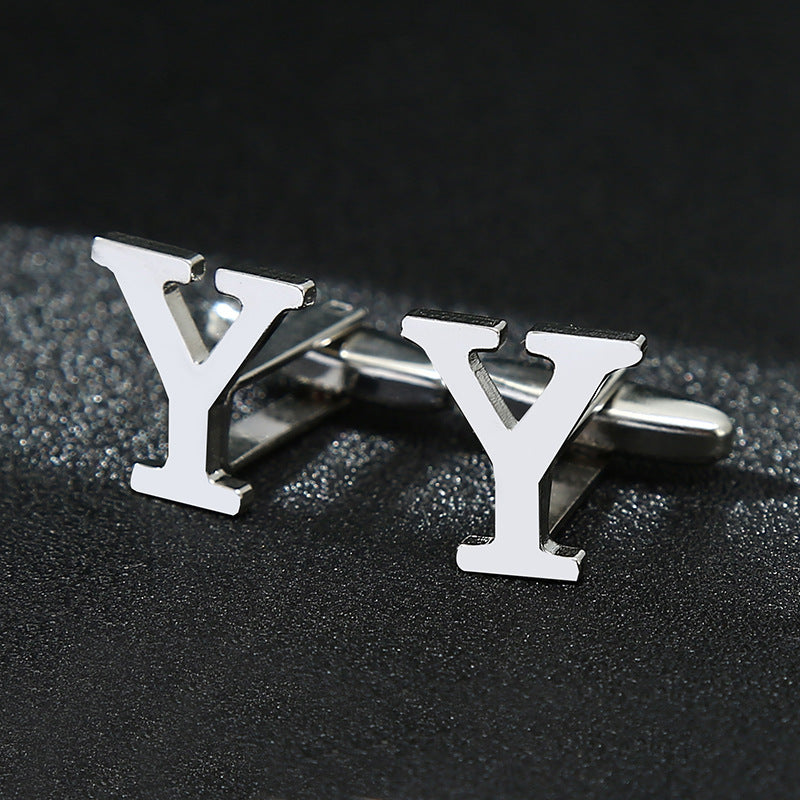 English alphabet cufflinks cuff nails men's French buttons
