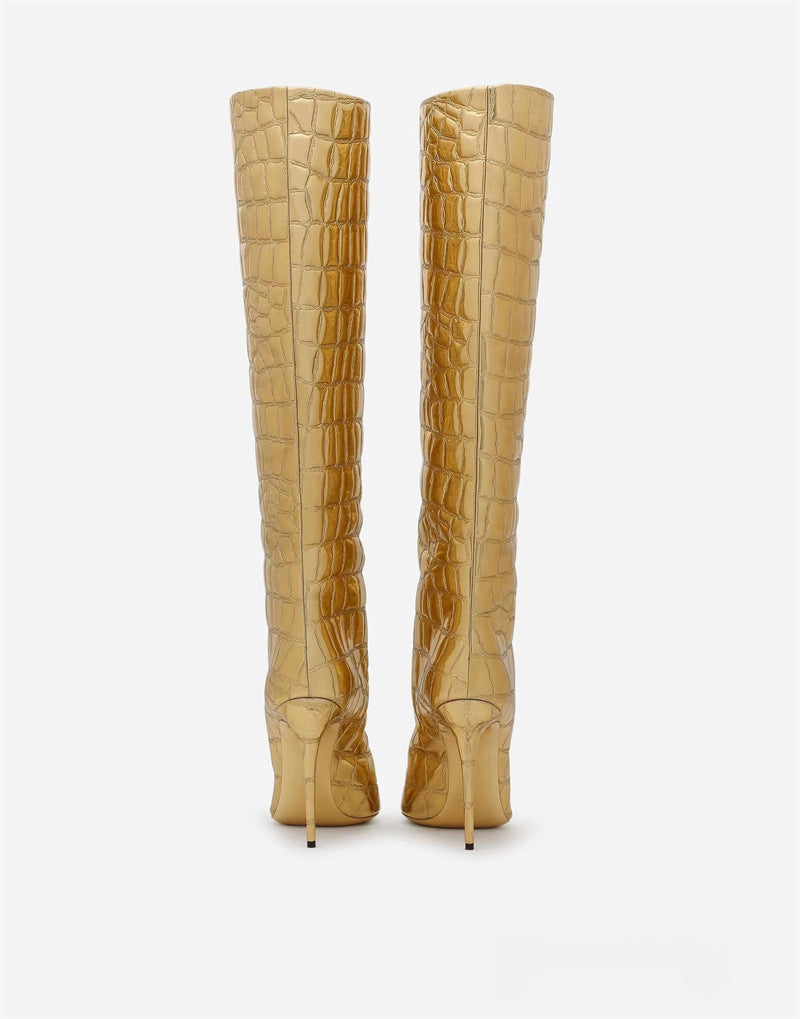 Women's  Pointed Stiletto Heel Leopard Print Boots