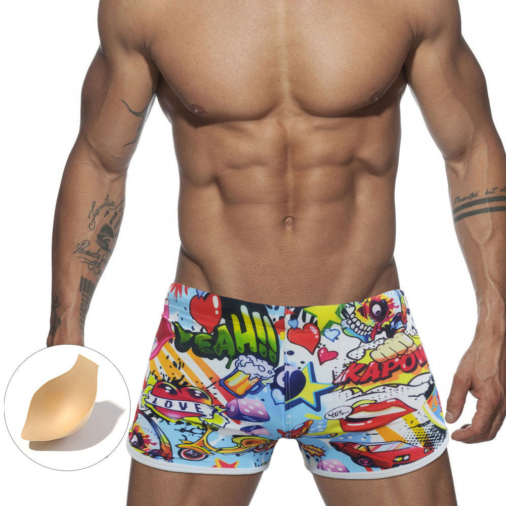 Cartoon Boxer Swimming Trunks Men