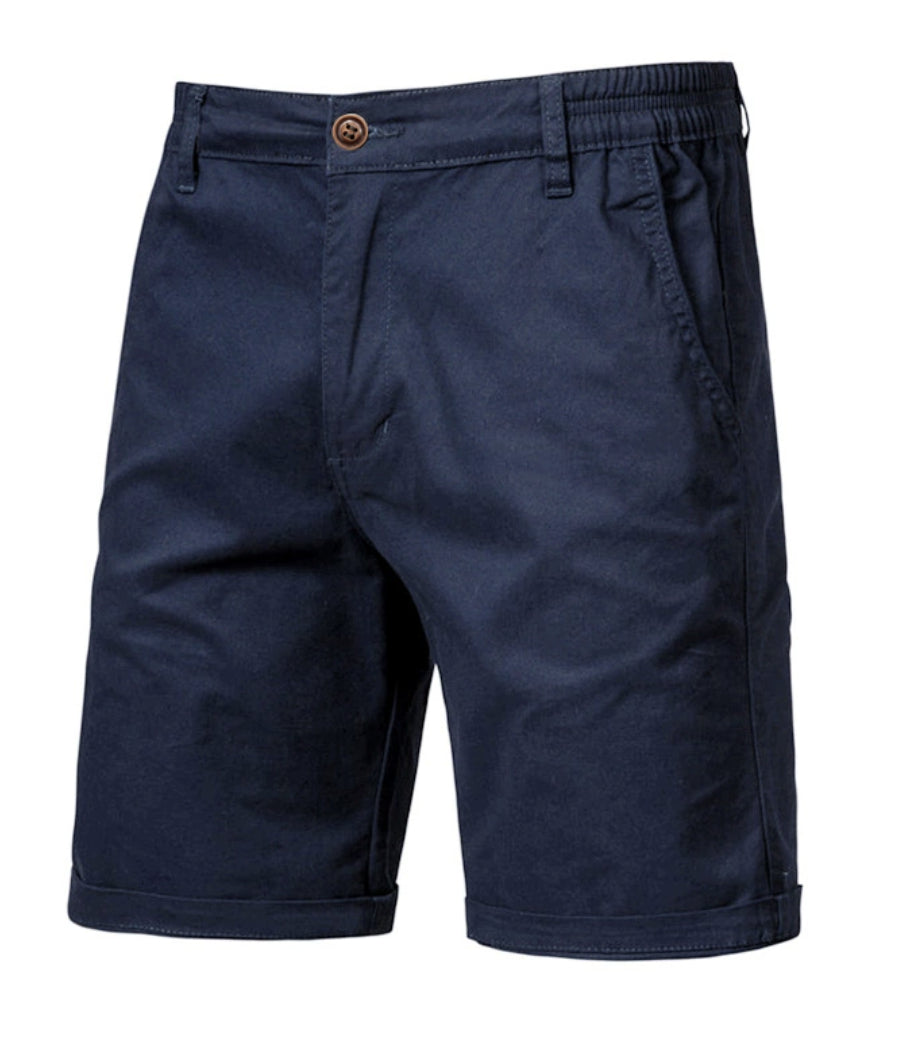 Summer New Cotton Casual Shorts Men's European And American Straight Slim Cropped Pants Large Size Solid Color Sports Men's Clothing