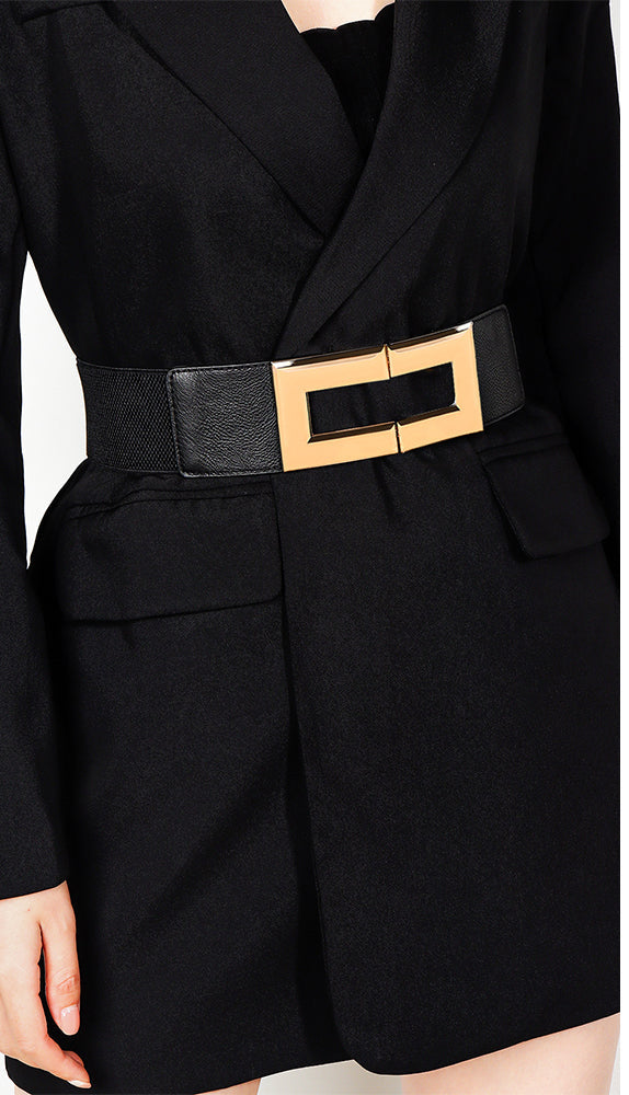 Elastic  Metal Square Buckle Belt
