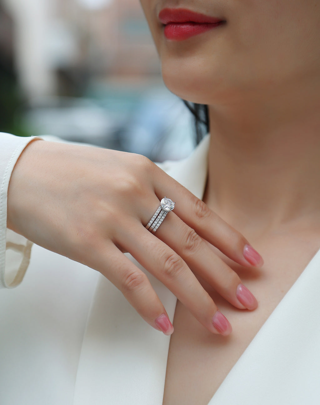 Dreamy - Set With 2-carat Top-quality Moissanite S925 Silver And Platinum-plated Diamond Wedding Ring. The Ring Can Be Inspected With A Diamond Pen