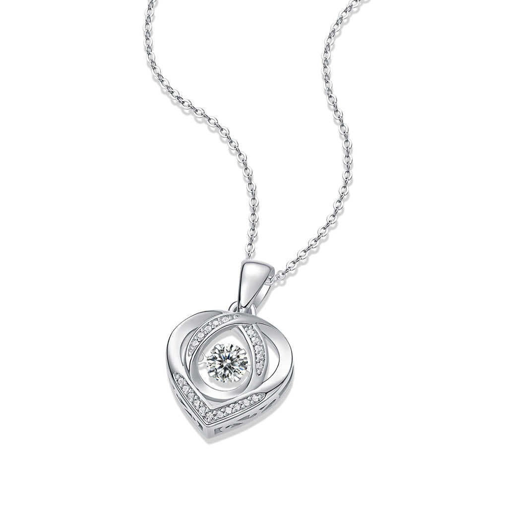 With You In My Heart - A Fashionable And Trendy Necklace Pendant Set With Top-quality Moissanite S925, Silver And Platinum-plated, Can Be Tested With A Diamond Pen