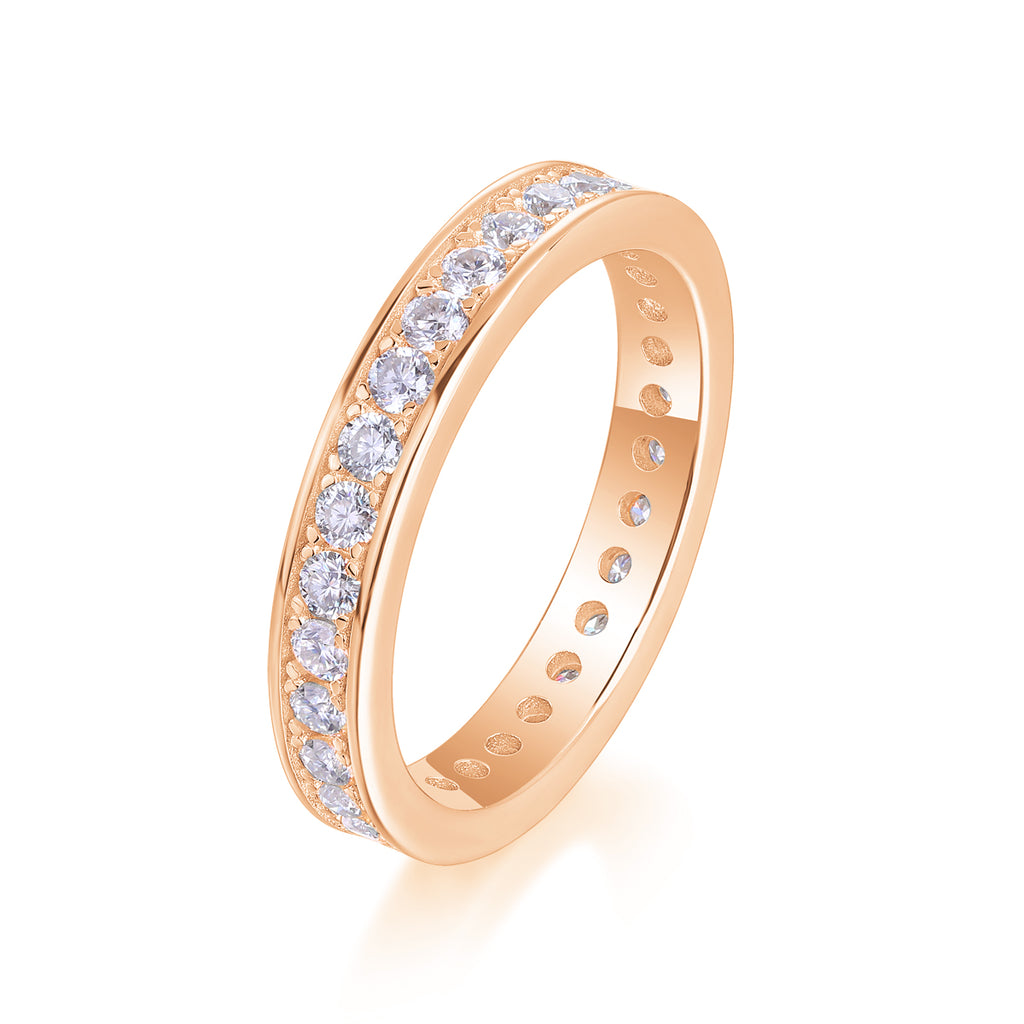 Trajectory - Set With Top-quality Moissanite S925 Silver And Platinum-plated Diamond Wedding Ring, The Ring Can Be Tested With A Diamond Pen In Gold And Rose Gold