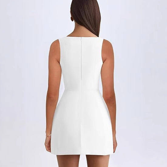 Women's Sexy Skinny Sleeveless Square Collar Mini Dress