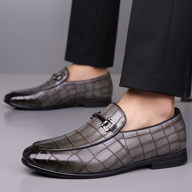 Men's Plaid Rubber Sole Lightweight Leather Shoes