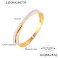 Double-layer Twin Titanium Steel Plated 18K Real Gold Inlaid Diamond Bracelet