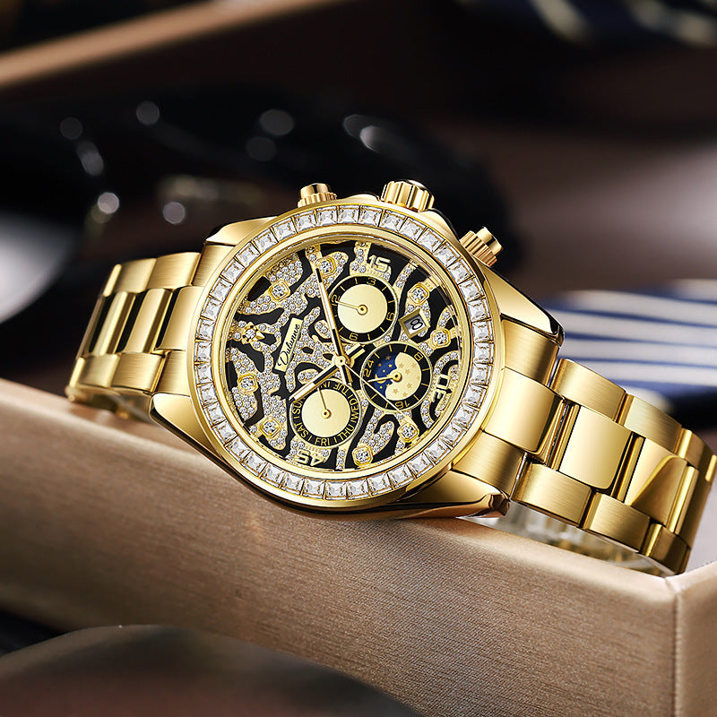 Multi-functional Sun Moon Star Calendar Waterproof Automatic Mechanical Watch Men