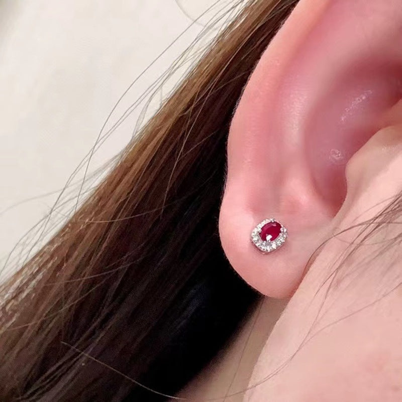 18K Gold Diamond Ruby Earrings- Diamond Sadaf Canada