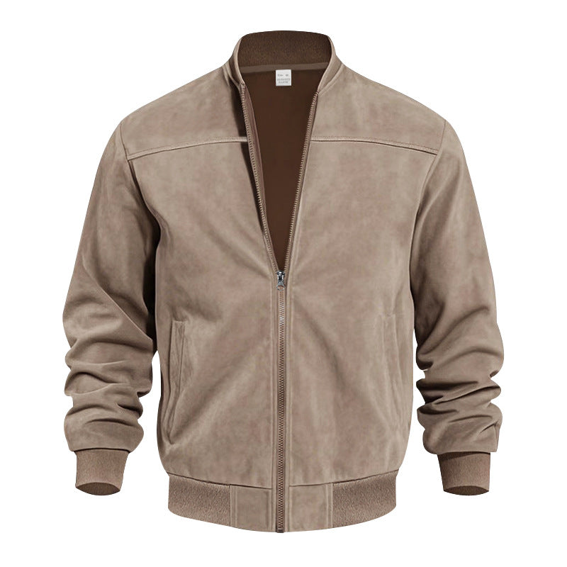 Casual Plus Size Suede Zipper Jacket
