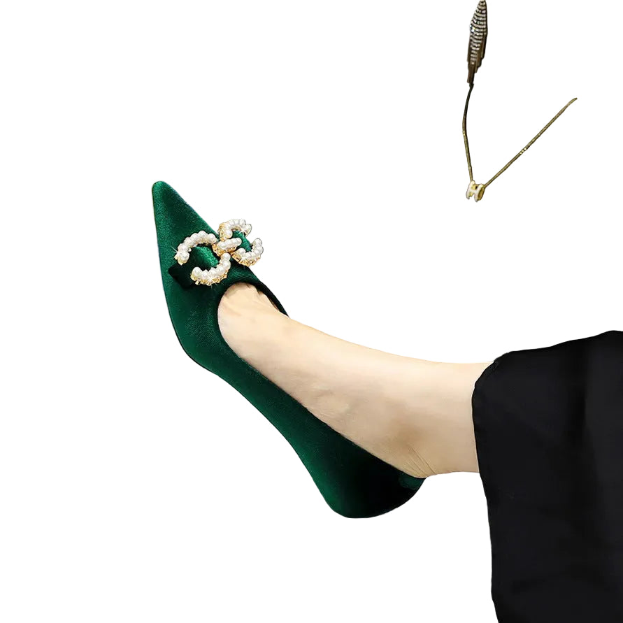 Women’s Suede Mid Heel Banquet Shoes – Thick Heel Elegant Pumps