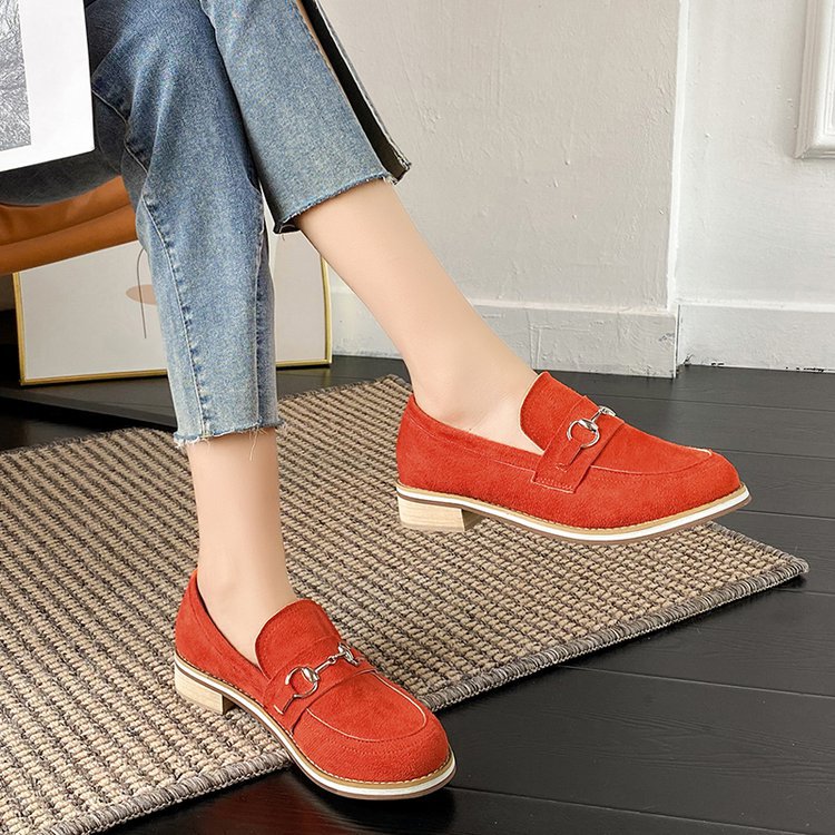 Round-toe Low-heeled Casual Slip-on Shoes