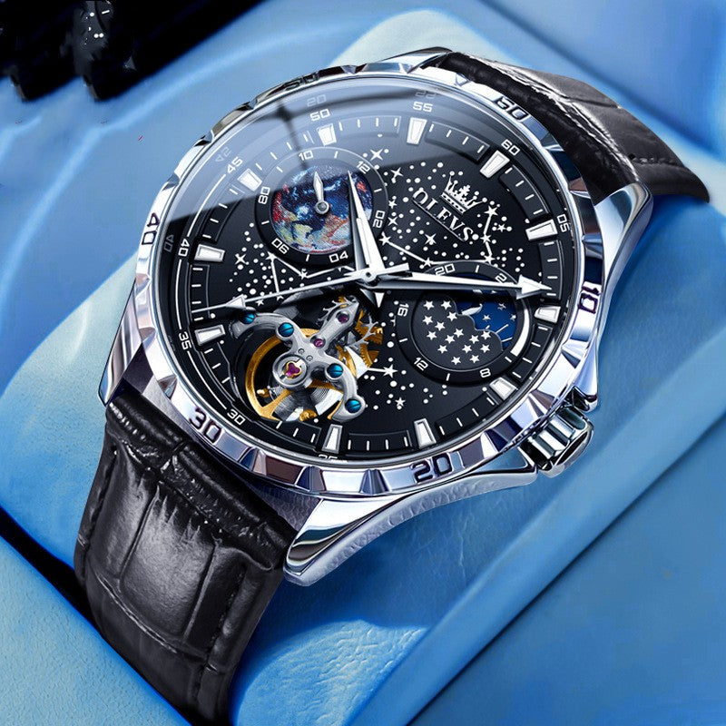 Fashion Starry Sky Mechanical Watch Business Hollow Waterproof Men