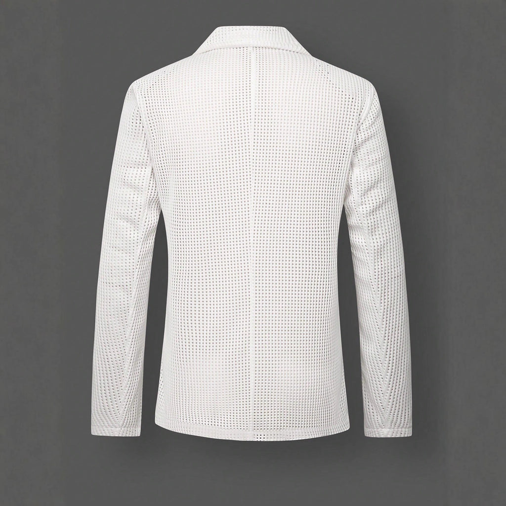 Mens Solid Color Loose Fit White Suit Casual Jacket