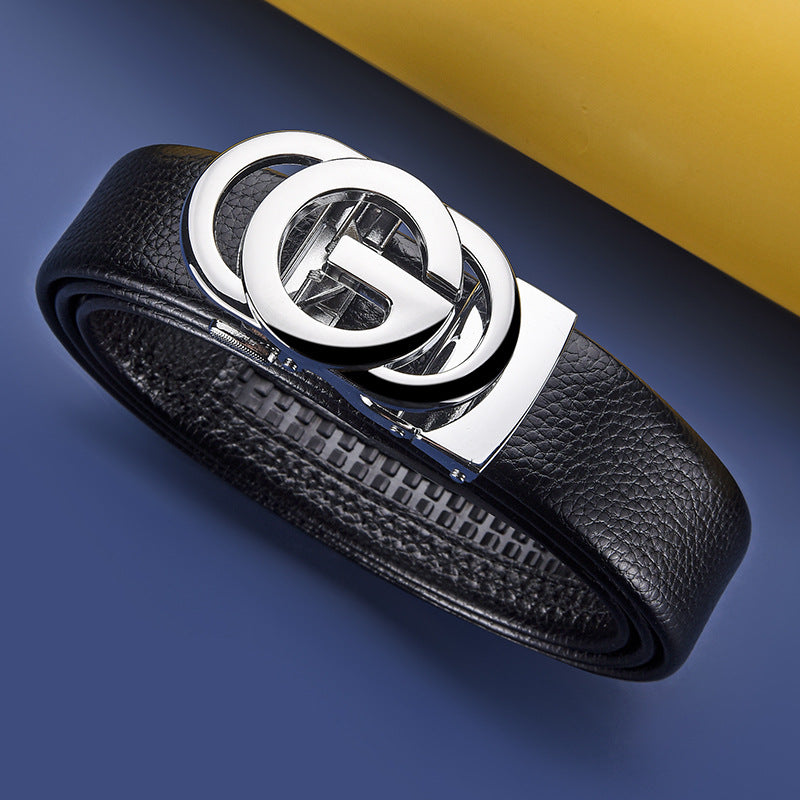 Embossed Hollow-out Genuine Leather Belt