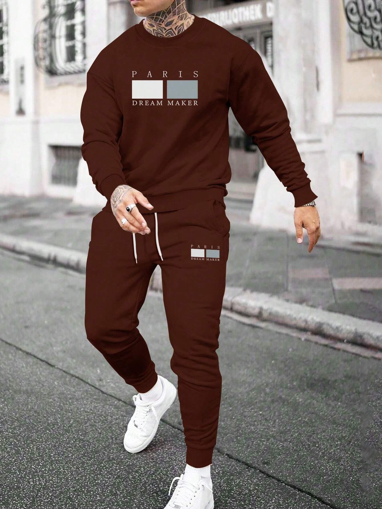 Round Neck Sweater Casual Sports Suit