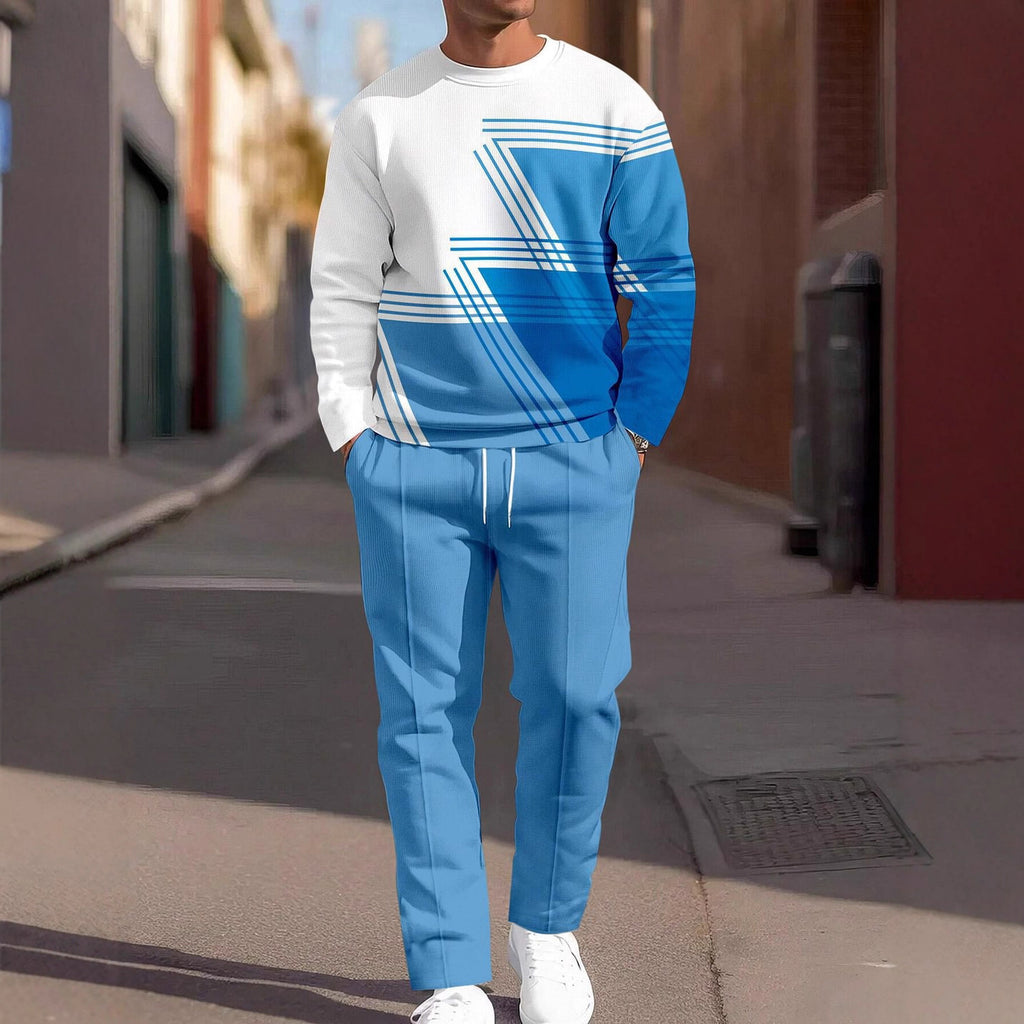 Men's 3D Digital Print Round Neck Loose Sweatshirt And Sweatpants Set