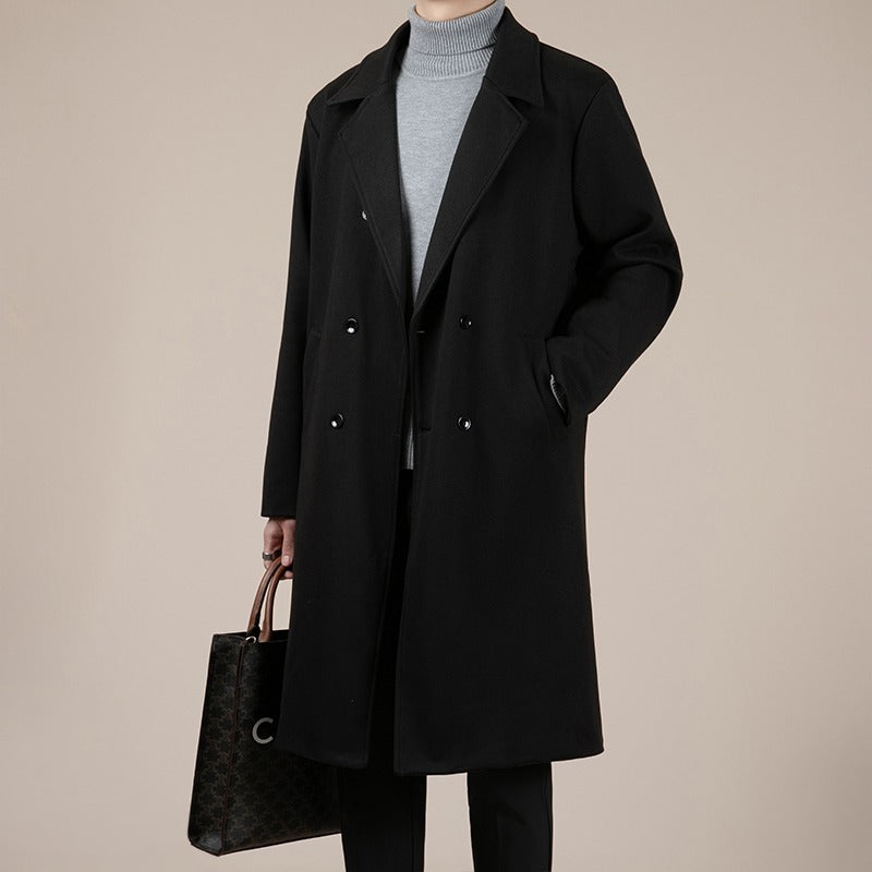 Autumn And Winter Trench Men's Mid-length Woolen Korean Coat