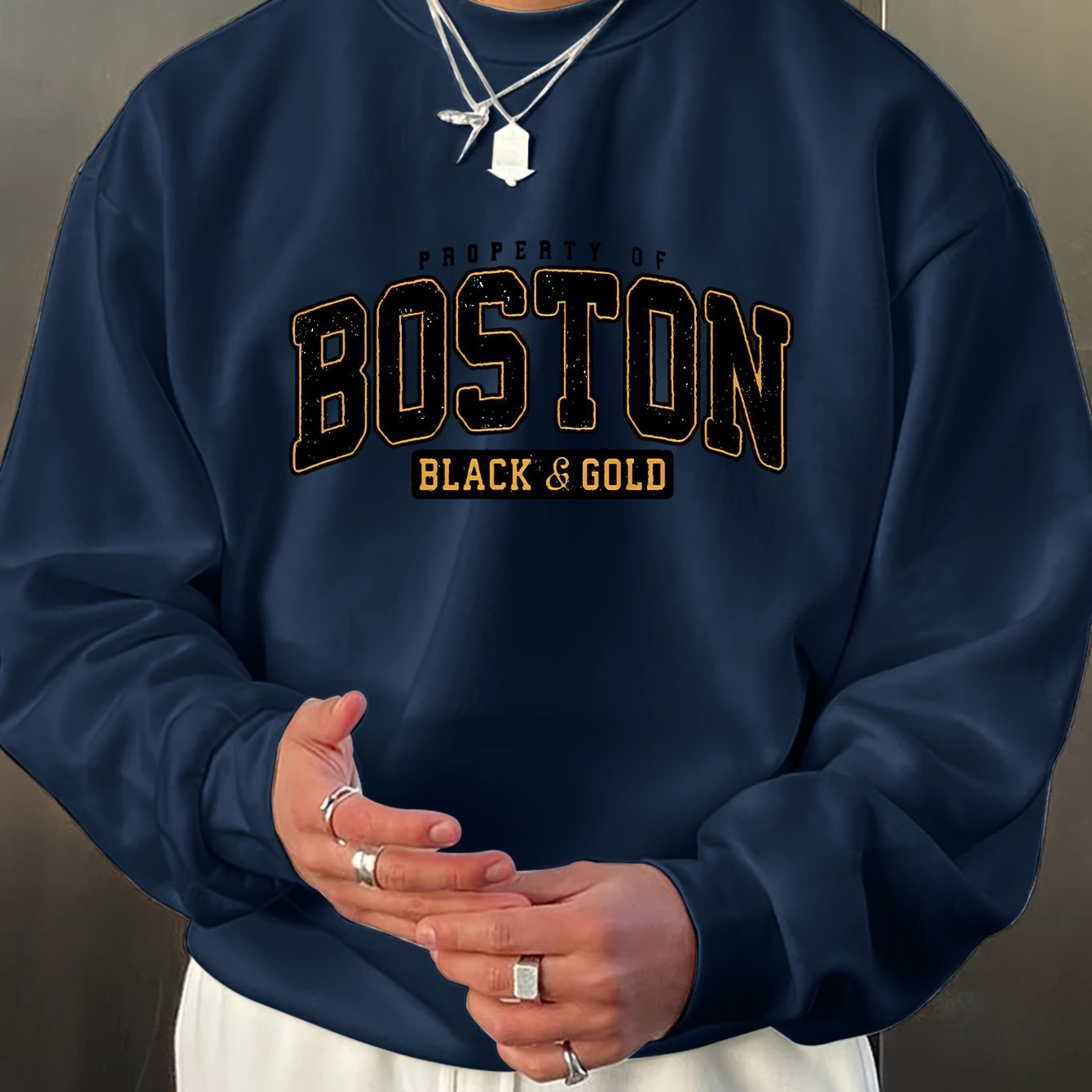 Fashion Men's Casual Long Sleeve Crew Neck Pullover Sweatshirt