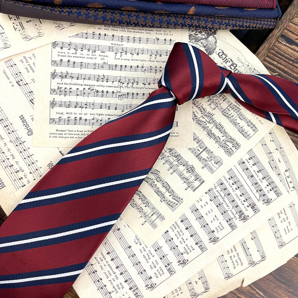 Retro Coffee Color Orange Red Striped Tie Hand Hit 8CM