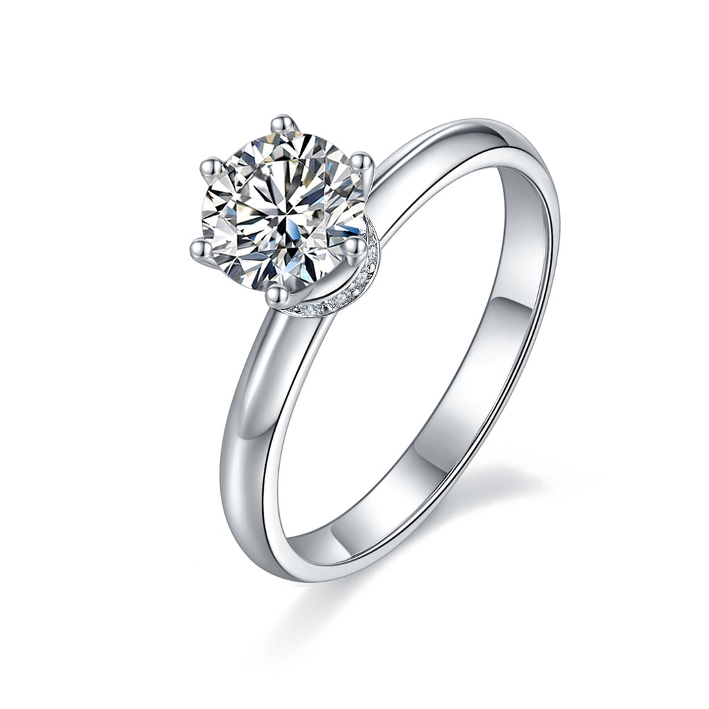 Minimalist Starlight - Set With 1-carat Top-quality Moissanite S925 Silver And Platinum-plated Diamond Wedding Ring. The Ring Can Be Inspected With A Diamond Pen