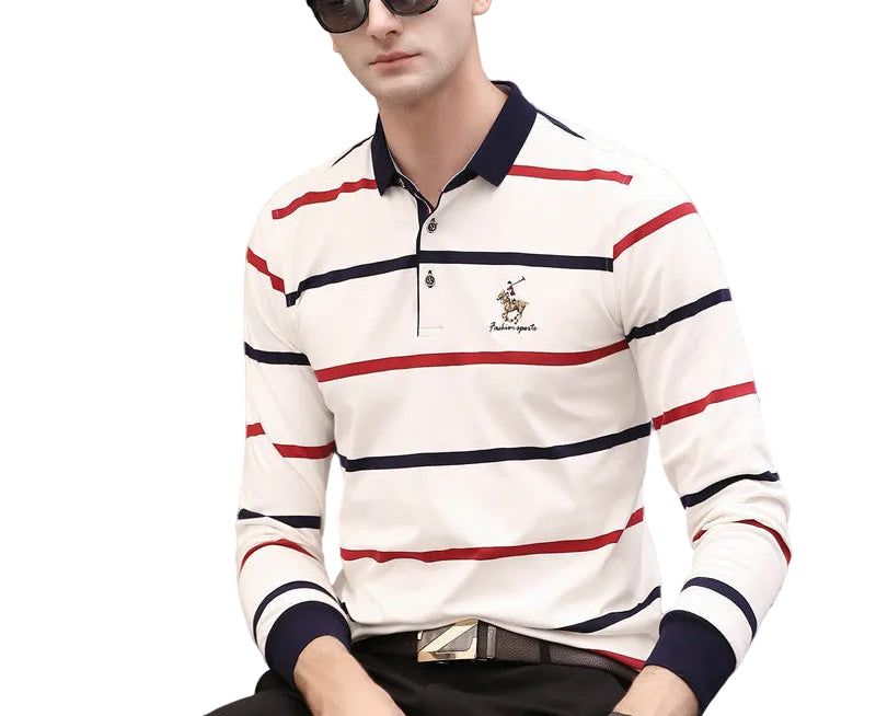 Lapel Plus Size Striped  T-shirt