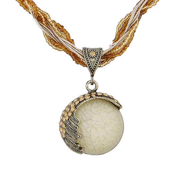 Retro Rice Bead Full Diamond Gemstone Necklace