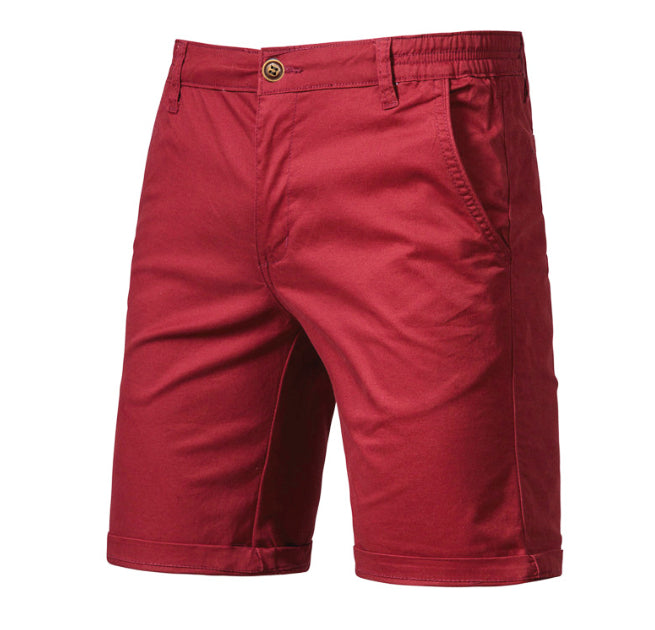 Summer New Cotton Casual Shorts Men's European And American Straight Slim Cropped Pants Large Size Solid Color Sports Men's Clothing