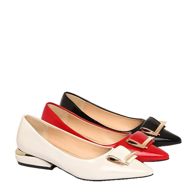 Mid-heel Soft-soled Low-cut Soft-leather Pumps