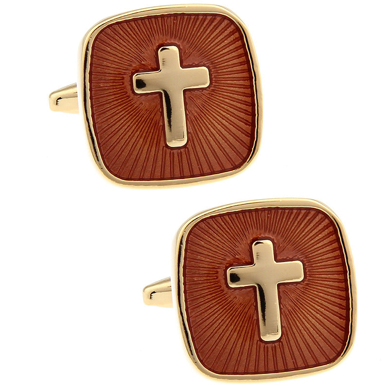 Gold Enamel French Shirt Cufflinks