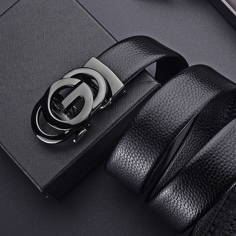 Embossed Hollow-out Genuine Leather Belt