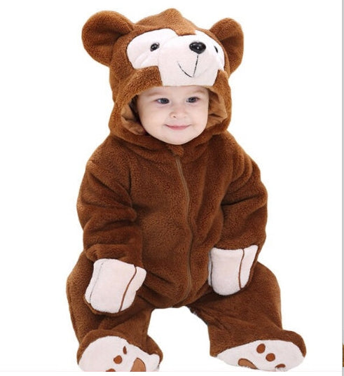 Spring And Autumn New Bear Shape One-piece Romper Flannel Children Clothes Tolo Rabbit Children's Clothing H2353