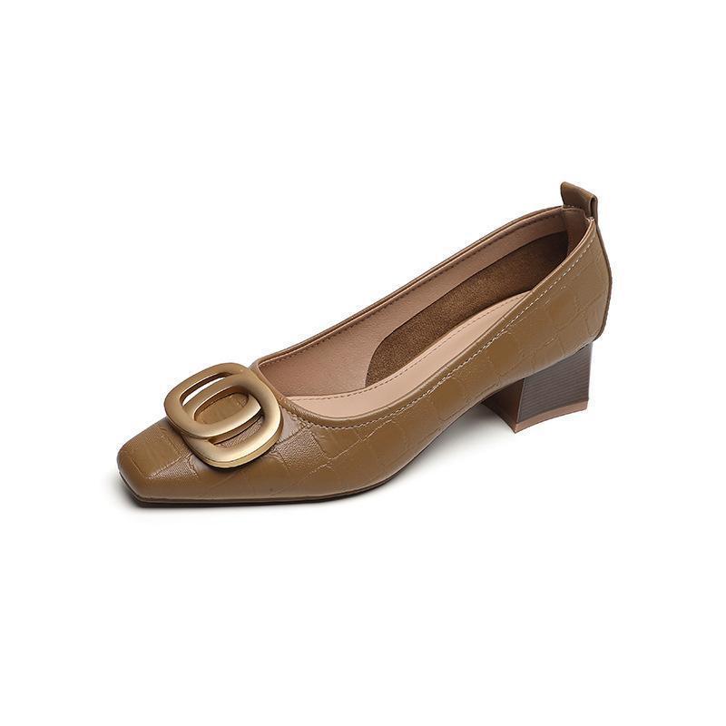 French style  Work Shoes Pumps Chunky Heel