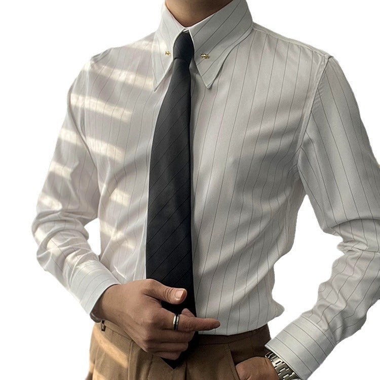 Men's Empire Collar Striped Shirt