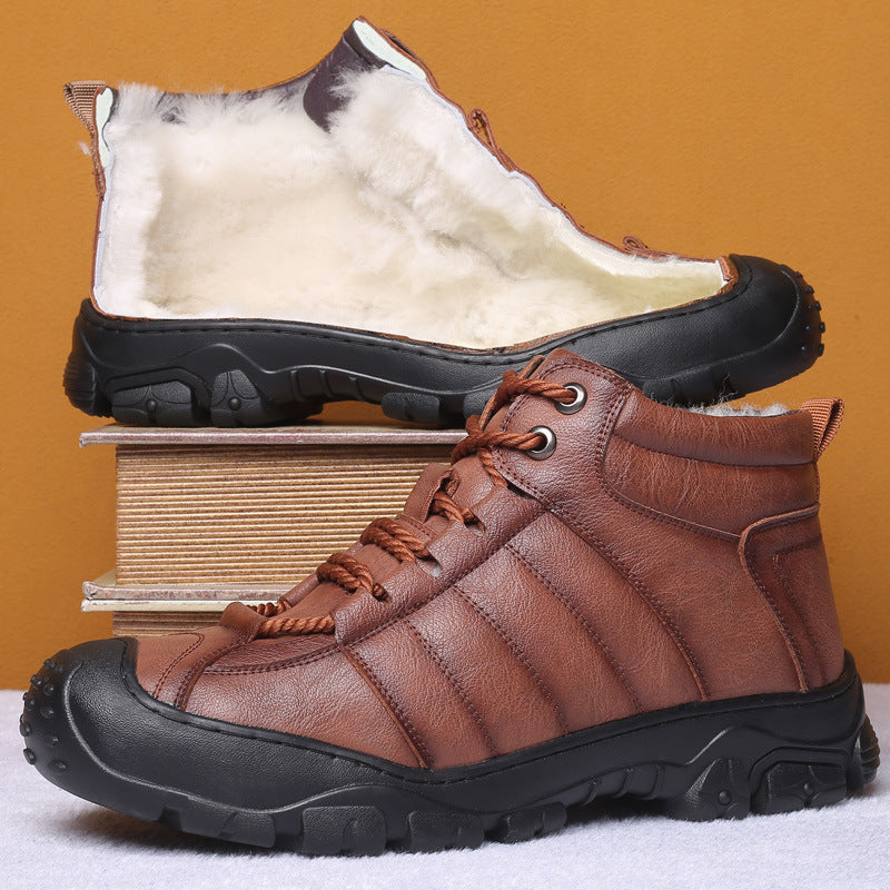 Men's  Mountaineering Plush Leather Shoes