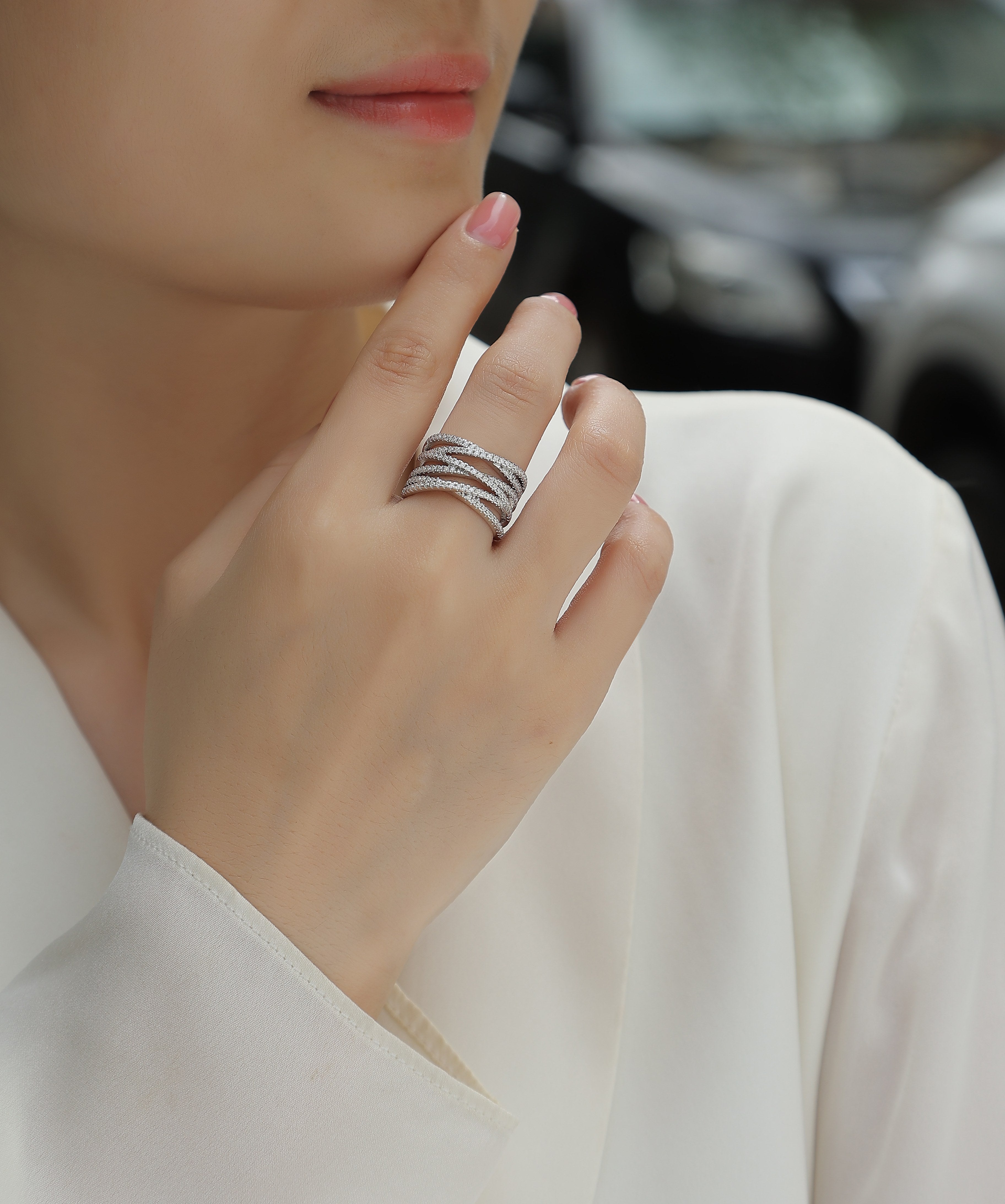 The Communication Star - Set With Top-quality Moissanite S925 Silver And Platinum-plated Diamond Wedding Ring Can Be Inspected With A Diamond Pen