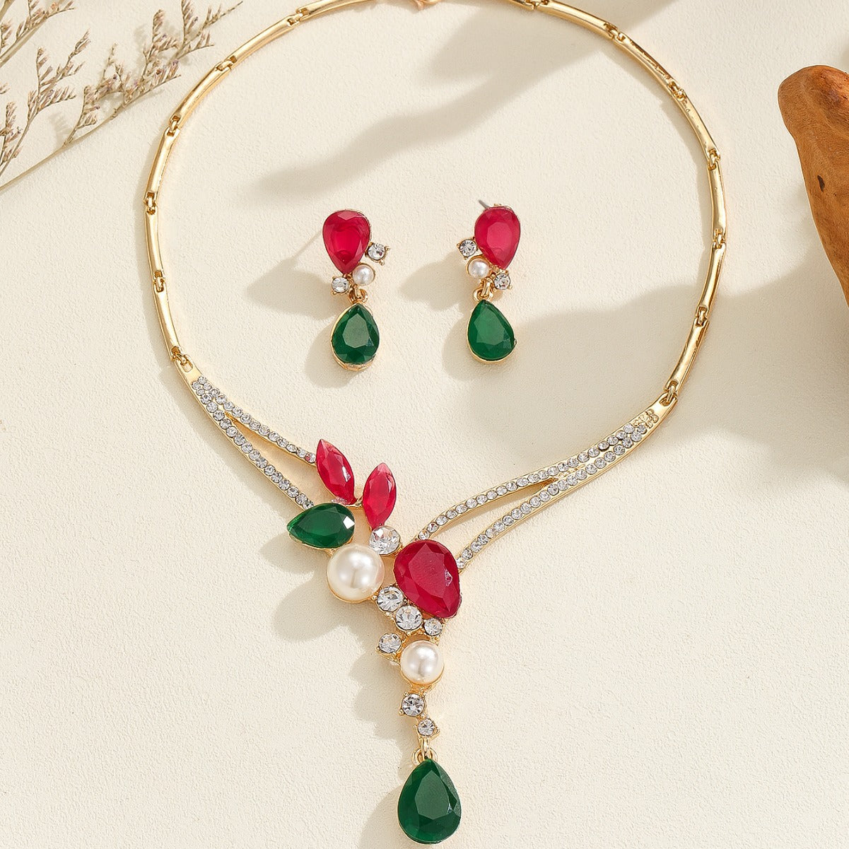 Colorful Indian Style Earrings Necklace For Women Wedding Decoration