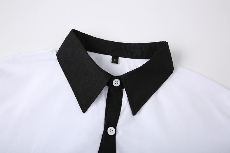 Business And Fashionable Long-sleeved Shirt With Contrasting Colors For A Teenage Man