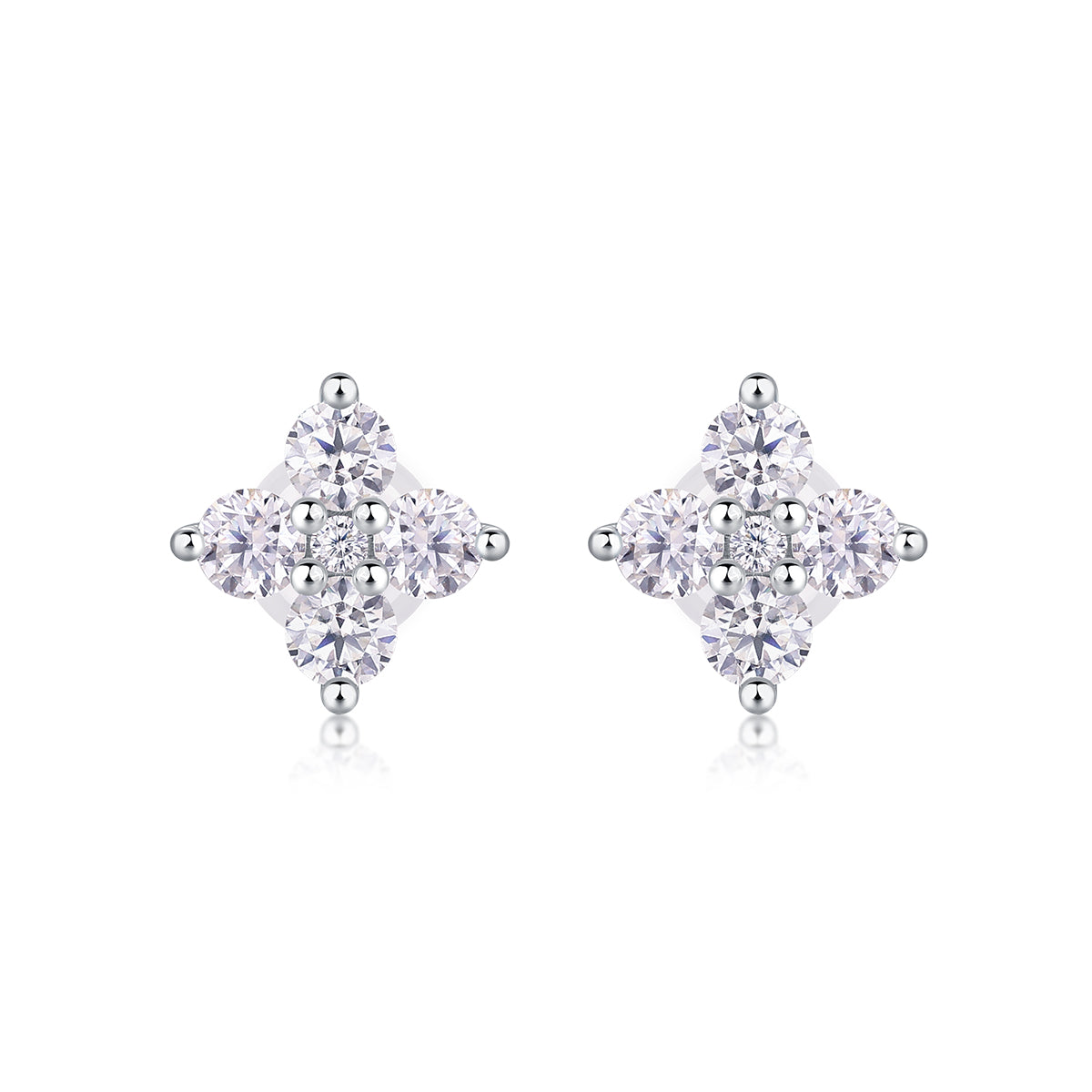 Sweetheart French - Fashionable And Luxurious Diamond Jewelry Set With Moissanite S925 Sterling Silver And Platinum-plated Stud Earrings