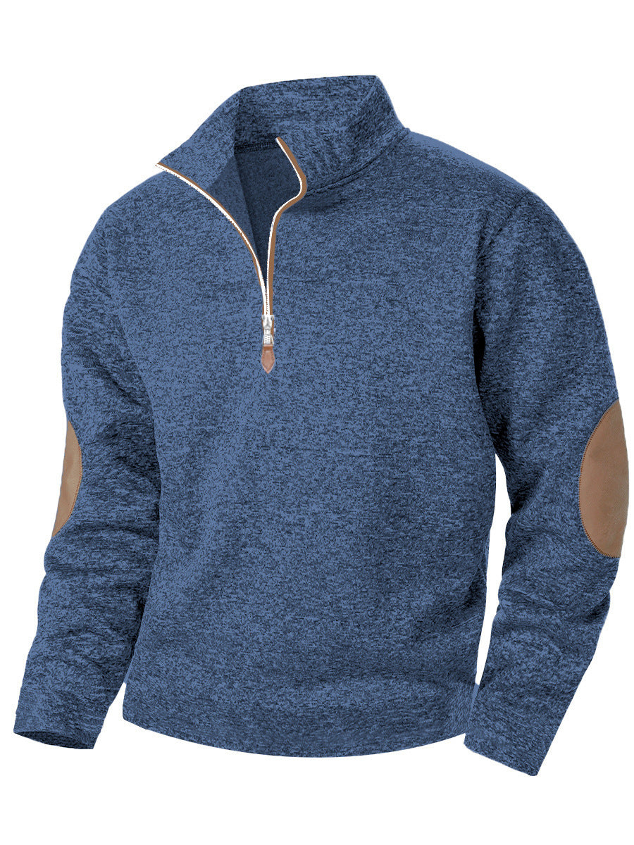 Men's Casual Jacquard Cardigan Sweater With Jointed Panels